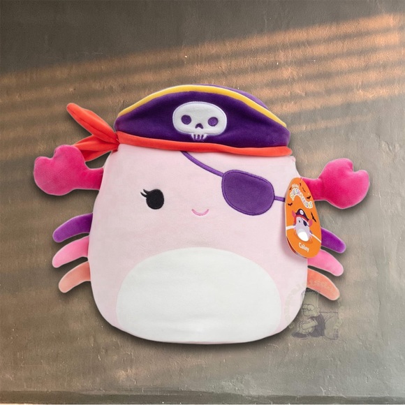 Squishmallow Cailey the Pirate Crab eye patch 8” pink purple plushie cancer love - Picture 1 of 6